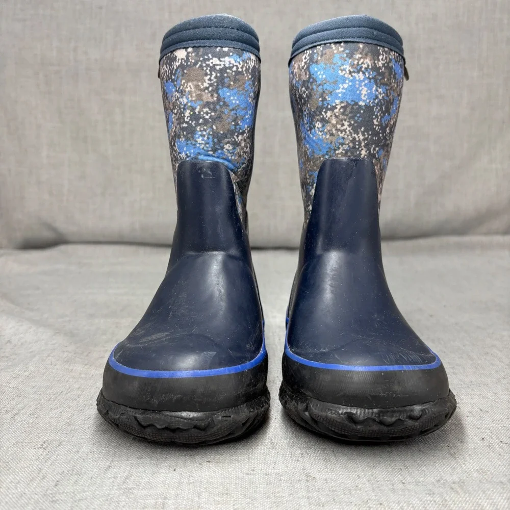 Bogs Kids Neo-Classic Digital Camo Winter Boots Navy Blue Waterproof Kid Size 10